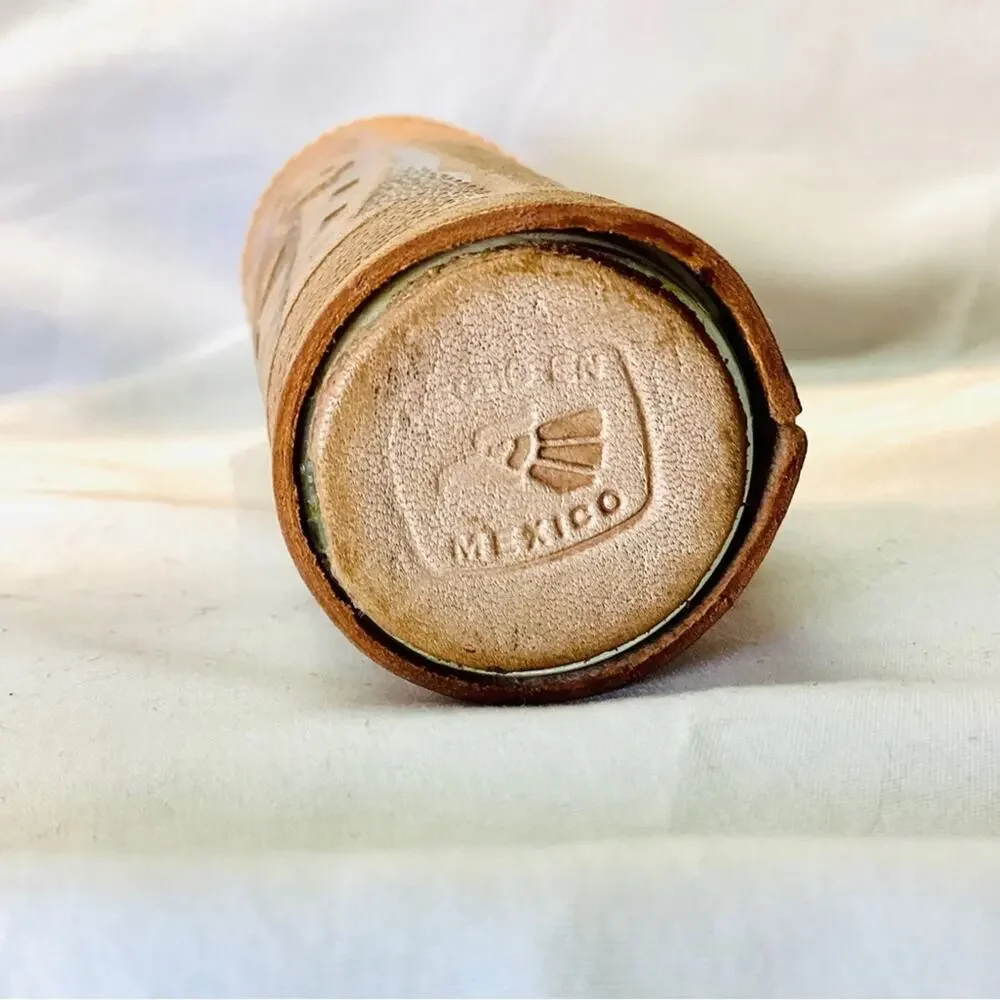 Bar Tall Shot Glass in Leather Case, Mexico, los Cabos